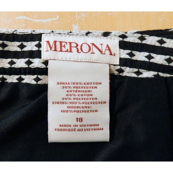 Merona Skirt 18 Black White Diamond Lined Pockets Cotton Polyester Blend NEW - Picture 6 of 7